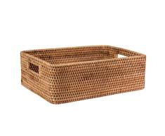 Vegetal Rectangular Rattan Pan Cesta de Mimbre Cesta de Frutas Bar Tabla Comida Servicio Cesta Tejida a Mano Retro Escritorio Mesa Caja de Almacenamiento