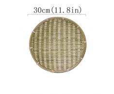 ZXF Plato Hecho a Mano de bambú cestería de Mimbre for la Alimentación Pan del Cuenco de Fruta del envase de la Vendimia delicadeza Cocina for Guardar Rattan Plate (Color : L30cm)