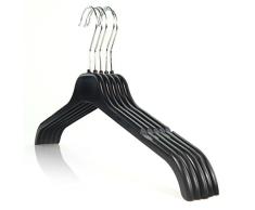 Hangerworld 60 Perchas 43cm Plástico Negro con Ranuras en los Hombros para Vestidos Camisas y Blusas