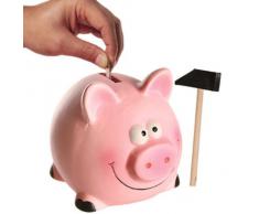 Out of the Blue - Hucha, diseño de Cerdo con Martillo Multicolor, 14 x 12 cm