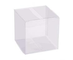 BENECREAT 60 Pack Caja Plegable Cajita Plástica 6x6x6cm Envase Transparente de Regalo Contenedor de Dulce Chocolate para Boda Fiesta Cumpleaños