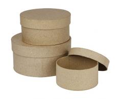 Creativ - Set de 3 cajas redondas de papel maché (10, 13 y 16 cm)