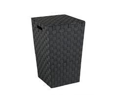 Wenko Adria Square 22277100 - Cesto para la Colada, de plástico, 33 x 33 x 52,2 cm, plástico, Negro, 33.0x33.0x52.2 cm