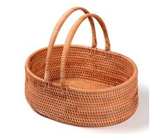XBR Rattan Cesta Tejido Mano Cesta, Cesta de Compras, Cesta de Picnic, Cesta de Regalo Cesta del almacenaje,Él (34 * 26 * 28cm)