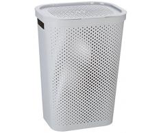 Curver 231008 - Cesta de ropa Infinity, 59 L, con asas, color gris y dots
