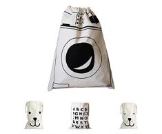Bolso del almacenaje del lazo para la ropa, bolso de la ropa de la lona Cesta del lavadero con los juguetes de la secuencia Almacenaje Bolsos de la materia del recorrido (1PC que se lava)