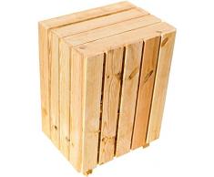 Kistenkolli Altes Land Mesa de Noche Cofre Blanco/Natural/Flameado Medidas Aprox. 30x40x55cm Caja del Estante botellero BOTELLERO para Vino Cajón de Manzana/Caja DE Vino - Natural, 40x40x27cm