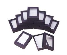 NBEADS Caja de Papel, 60 Paquetes de 9x6.5x2.8cm Rectángulo Caja de cartón Negra con Ventana para Collar Pendientes Almacenamiento de Joyas
