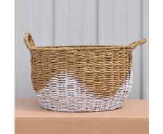 CUPWENH La Cesta De Almacenamiento De Pasto Grande Rattan Rattan Cesta Cesta De Almacenamiento Home Furnishing Artesanía Manual Canasta De Lavandería,Multicolor Pueden Personalizarse,45*26H