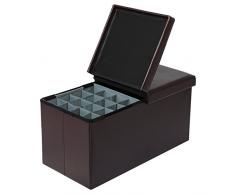 Woltu Taburete Plegable con Caja de Almacenaje en Cofre de Almacenamiento, Taburete Tapizado con Cesto de Almacenamiento, Hecho de Imitación Cuero, 76x37,5x38 cm, Marrón, SH33br