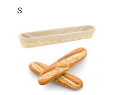 TAIPPAN Cesta de pan de ratán Molde para hornear pan Cesto de pan fermentado en ratán Cesta de baguette natural, A prueba de masa agria, pan artesanal, S