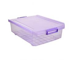 Tatay 1151213 Caja de Almacenamiento Multiusos Bajo Cama con Tapa, 32 l de Capacidad, Plástico Polipropileno Libre de BPA, Lila Translúcido, 40 x 56 x 17,5 cm