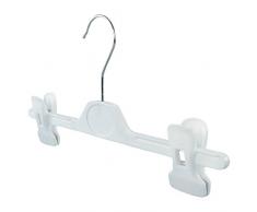 Hangerworld 10 Perchas 28cm para Ni/ños Pl/ástico Blanco Pinzas Regulables para Pantalones Gancho Metal