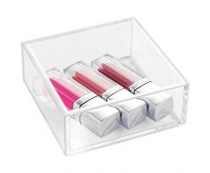 iDesign Organizador de maquillaje y cosméticos, organizador de cajones extrapequeño de plástico libre de BPA, caja apilable para baño, cocina y oficina, transparente