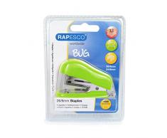 Rapesco Bug - Mini grapadora con caja de 1000 grapas 26/6, color verde
