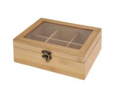 Tea Box 573910 - Caja para té (bambú, Tapa Transparente, 6 Compartimentos), diseño Retro