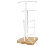 SONGMICS Soporte de Joyas, Expositor de Joyas, Árbol para Joyas de Metal y Madera, para Collares, Pulseras, Pendientes, Anillos, Regalo para Mujeres, Blanco, JJS01NW