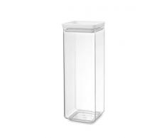 Brabantia Tasty + Bote apilable cuadrado de plÃ¡stico transparente, 2.5 l, tapa light grey