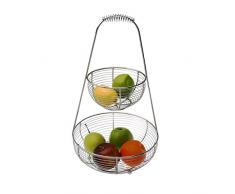 Versa 19530207 Frutero Doble Cesta, 45x27x27cm, Metal, Dos pisos, Frutas