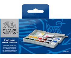 Winsor & Newton Sketcher Cotman Caja plástica de Acuarela, 12 Medio Godets Colart 3119640