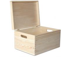 Creative Deco XXL Grande Caja de Madera para Decorar | 40 x 30 x 24 cm | con Tapa y Asas | Cofre Decoración Decoupage Almacenaje de Documentos Objetos de Valor Juguetes Herramientas