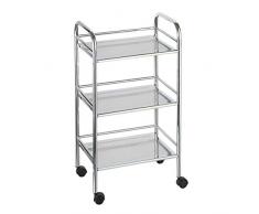 axentia Carrito Universal Multiusos con Ruedas y 3 Estantes, Metal, Plata, 76.80x32.80x6.10 cm