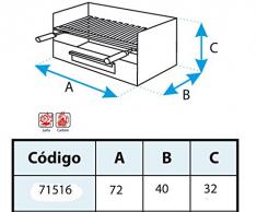 Imex El Zorro Cajón para barbacoa con parrilla de inox, 72 x 40 x 33 cm, GRIS, 71516