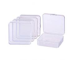 BENECREAT 10 Pack Caja de Contenedores de Almacenamiento de Plástico Transparente con Tapas Abatibles para Pastillas Hierbas Cuentas Pequeñas Joyería