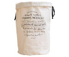 Mr. Wonderful Bolsa para la Colada En Esta Casa Somos, Algodón, Crudo, 31x60x3 cm