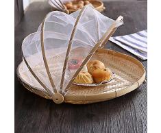 HUVE Cesta de Picnic Tejida a Mano a Prueba de Insectos, a Prueba de Polvo, Cesta para el Sol Hecha a Mano para Frutas, Verduras, Pan de Pan y Cesta de Picnic con Gasa