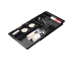 mDesign Organizador de maquillaje extensible – Bandeja con compartimentos adaptable para los cajones – Caja organizadora, adecuada para guardar maquillaje, joyas y otros accesorios – negro