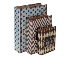 HMF 80961 Libro SeguraAmor Conjunto de 3, Aspecto Antiguo, Caja de Caudales Camuflada, 32,5 x 23,5 x 7,5 cm