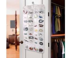 Silver_river Doble Cara Colgando Armario Bolsa Organizador de Pendientes Collar Pulsera Joyas Closet Storage Bolsa de Soporte
