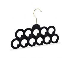 Relaxdays Percha Pañuelos, Organizador Accesorios, Cinturones o Corbatas, Terciopelo-Metal, 1 Ud, 21x30x3 cm, Negro