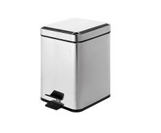 Gedy Argenta - Papelera cuadrada, 5 litros, con pedal, cromo brillo