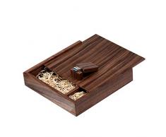 UFARID Nuez Madera Álbum de Fotos Caja Unidad Flash USB 16GB 32GB 64GB Fotografía Dispositivo de Almacenamiento de Bodas USB3.0 Memory Stick Personalizable (16GB, Walnut Wood)