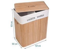 Tatkraft - Cesta para la Colada, bambú, Color Beige, 105 L