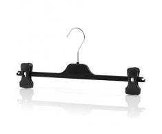 Hangerworld - Perchas De Plástico Con Pinzas, Color Negro, 35 cm, 20 unidades