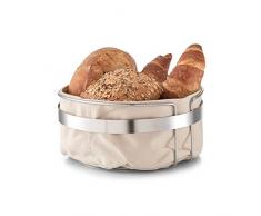 Zeller 27248 cesta de pan con bolsa, Metal/algodón, beige, 22 x 22 x 10,8 cm, algodón, beige, 22 x 22 x 10.8 cm