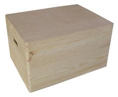 Cofre de madera llana con tapa - Caja de jugetes Cofre de almacenaje - 39.5x 30x 24cm