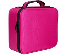 Nasjac Neceser Maquillaje Bolsa de Cosméticos Organizador -Profesional Maquillaje Case-Travel Maquillaje Herramientas Contenedor Estuche para Viaje Bolso de Cosméticos con Divisores Bolsillos (Rojo)