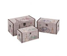 Baúles de Madera tapizados Beige clásicos para salón Fantasy - LOLAhome