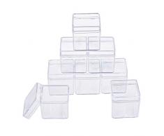 BENECREAT 18 Pack Caja de Contenedores de Plástico Caja Cuadrados de Alta Transparencia para Artículos de Belleza, Cuentas Pequeñas, Hallazgos de Joyería y Otros Artículos Pequeños - 4x4x4cm