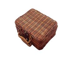 kioski 21 17 11cm Caja de Almacenamiento de ratán Caja de Mimbre Cesta de Picnic Cesta de Almacenamiento Maleta Retro Caja de Accesorios Ropa de hogar y jardín Suministros de Almacenamiento