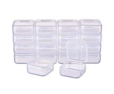 BENECREAT 18 Pack Caja de Contenedores de Almacenamiento de Plástico Transparente con Tapas Abatibles para Articulos Pastillas Hierbas Cuentas Pequeñas Joyería