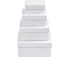 Cajas de regalo multiusos, rectangulares, para manualidades, tamaño 5 x 7, 5 + 7 x 9,5 cm, tamaño 8,5 x 11,5 + 11 x 14 cm, color blanco, 4 tamaños diferentes, altura: 3,5 + 4,5 + 5,5 + 6,5 cm