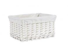 Canasta de almacenamiento en lacado blanco de mimbre 34 x 26 x 18 cm