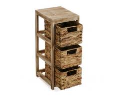 Versa 20100066 Mueble Baño 3 Cestas Rattan, Madera, Marrón, 58 x 29 x 23 cm