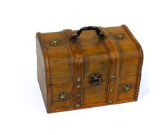 Pirata cofre del tesoro caja de almacenamiento – Durable madera y construcción de metal – Vintage diseño – Striking elemento decorativo