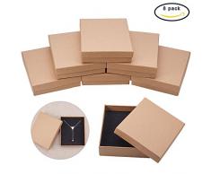 BENECREAT 8 Pack Cajas de Cartón Kraft para Collar 13x11x3cm Gran Caja de Regalo Rectácula de Pulsera y Pendientes Cumpleaños Boda Festival